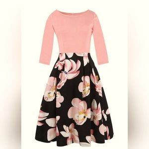 Haute Edition Women's Retro 3/4 Sleeve Party Dress with Pockets